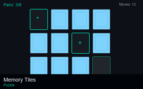 Memory Tiles — flip and match cards